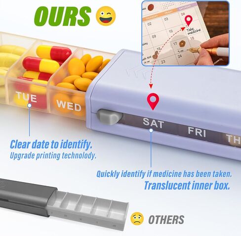 Yaklim Weekly Pill Organizer 1 Time a Day, 7 Day Pill Organizer Daily Pill Box Travel Medication Pill Case, Pill Container for Vitamin,1 Week Pill Organizer to Hold Medicine, Supplement, Fish Oil in Saudi Arabia