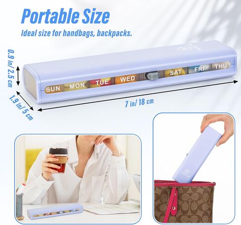 Yaklim Weekly Pill Organizer 1 Time a Day, 7 Day Pill Organizer Daily Pill Box Travel Medication Pill Case, Pill Container for Vitamin,1 Week Pill Organizer to Hold Medicine, Supplement, Fish Oil in Saudi Arabia
