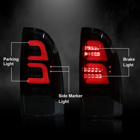 مصابيح خلفية G-PLUS لمصابيح وقوف السيارات من الكروم ثلاثية الأبعاد LED شريط أنبوبي متوافق مع Toyota Tacoma 2005-2015 8155004150، 8156004150، 8156104150، 8155104150 in Saudi Arabia
