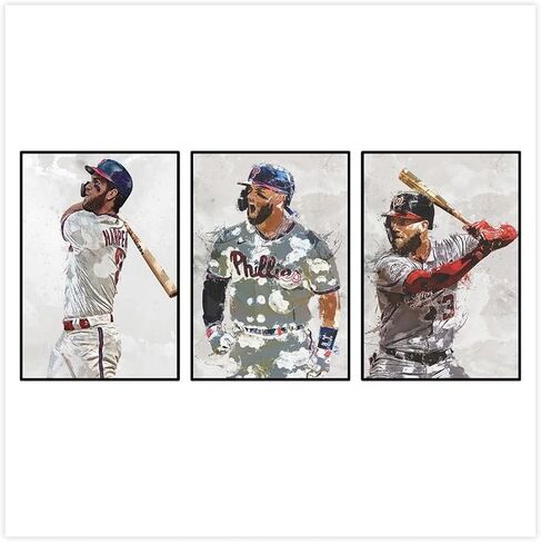Julio Rodríguez 3 Pieces Unframed Print Art (8x12 Inch) Canvas Poster Sports Wall Decor Sports Poster Office Decor Gift in Saudi Arabia