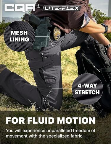CQR Women's Flex Stretch Tactical Pants, Water Resistant Ripstop Work Pants, Outdoor Hiking Straight/Cargo Pants with Pockets, Vanguard Alamo Khaki, 16 Long in Saudi Arabia