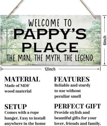 Vintage Style Sign, Welcome to Big Daddy's Place The Man, The Myth, The Legend. Hanging Wood Sign Home Decorative, Printed Wood Wall Art Sign, Father’s Day Gift for Grandpa 12x6 inch in Kuwait