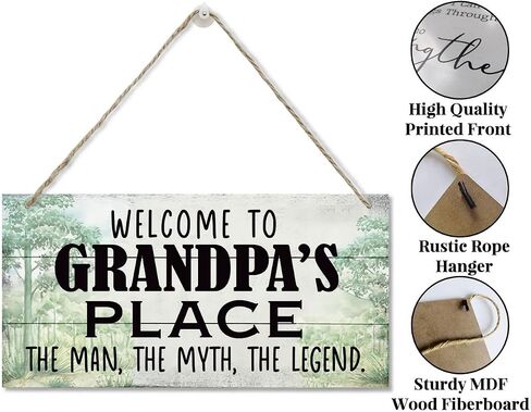 Vintage Style Sign, Welcome to Big Daddy's Place The Man, The Myth, The Legend. Hanging Wood Sign Home Decorative, Printed Wood Wall Art Sign, Father’s Day Gift for Grandpa 12x6 inch in Kuwait