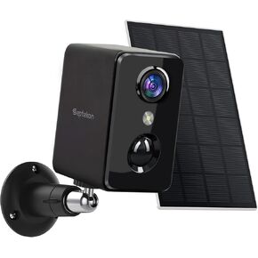 Septekon 2K Security Camera Outdoor Wireless, Solar Powered WiFi Camera, Home Surveillance System with Spotlight & Sound Alarm, IP66, 2-Way Audio, AI Detection, Requires 2.4GHz WiFi