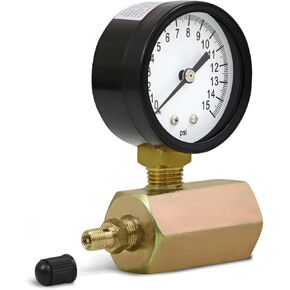 7437 0-15 PSI Low Pressure Gas Tester Gauge w/3/4" FIP Hex Body and 2" Display