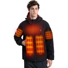Heated Jacket for Men with Battery Pack 7.4V 16000mAh, Winter Outdoor Soft Shell Heating Electric Coat for Women
