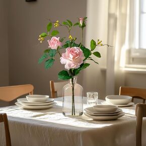 Artificial Dahlia Flowers in Vase,Fake Flowers with Faux Water in Vase,Silk Flower Arrangements Suitable for Home Office Decoration, Living Room and Dining Table Centerpiece