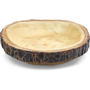 AeraVida Rustic Elegance Rain Tree Trunk Hand Carved Wooden Bowl | Modern Serving Bowl | Rain Tree Wood Kitchen Decor | Handmade Bowl