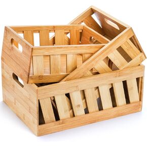 مجموعة Nicunom مكونة من 3 صناديق تخزين من الخيزران، حاوية تخزين صناديق خشبية مزخرفة ريفية مع مقبض، صندوق خشبي على طراز المزرعة لعرض ديكور التخزين in Kuwait