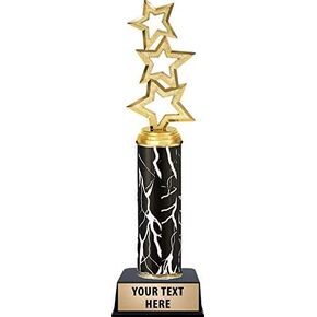 Crown Awards Three Star Trophies, Personalized Black Lightning Three Star Trophy, Custom Engraving Included Prime