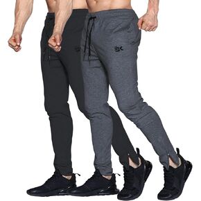BROKIG Mens Leglock Gym Jogger Sweat Pants Ankle Zip,Workout Sweatpants Athletic Tapered Jogging Pants with Pockets