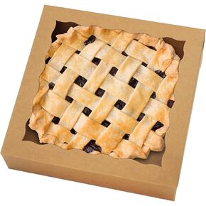 20 Pack Pie Boxes 10x10x2.5 Inch, White Bakery Boxes with Window Cookie Boxes Chocolate Covered Strawberries Boxes for Christmas Valentine's Mother's Day