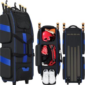 Baseball Bag Lacrosse Roller Bag with Wheels, Lacrosse Bag Rolling Catchers Bag for Lacrosse Baseball Softball, Baseball Roller Bag Rolling Lacrosse Bag with Separate Shoe Compartment in Kuwait