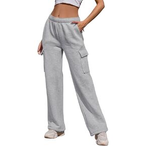 Cargo Sweatpants Women Wide Leg High Waisted Sweat Pants with Pockets Womens Lounge Casual Joggers
