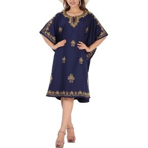 LA LEELA Women's Dress Beach Short Mini Kaftan