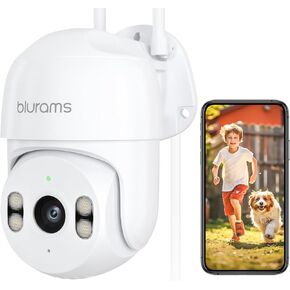 blurams Security Camera Outdoor, 2K Outside Camera, 360° PTZ Cameras for Home Security, Color Night Vision, Motion Tracking, Two-Way Audio, IP66, 2.4GHz Camera with 64GB SD Card, Works with Alexa