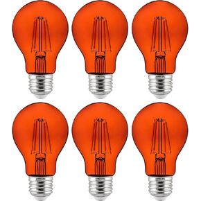 Sunlite LED Colored Filament A19 Light Bulb, 4.5 Watts, Medium E26 Base, 120 Volts, Transparent Red, Dimmable, 320 Degree Beam Angle, UL Listed, 2 Count