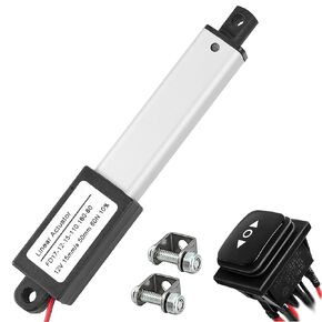 AWINLI 2 "Mini Linear Actuator with Instantaneous Switch,60N(13.4 lb) Mini 12V Waterproof Electric Actuator Speed 15mm/s with Mounting Bracket for Pet Doors,Robots,Micro Devices (50mm)