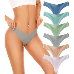 Seamless Thongs For Women No Show Ladies Thong Sexy Panties Underwear 6 Pack Breathable Comfortable Thongs