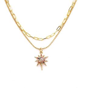 14K Gold Plated Cubic Zirconia Necklace Dainty Brass Chain Necklace for Women Gold Choker Necklace for Girls