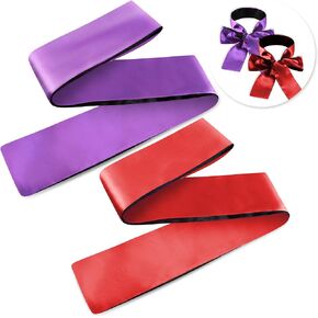 Thinp 2pcs Satin Eye Mask,Comfortable Blind Folds for Adult 150cm/59 Inch Adjustable Blindfold for Sleeping Soft Breathable Eye Mask Blindfold for Women Men Couples Travel Nap Meditation (Red,Purple) in Saudi Arabia