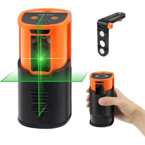 Laser Level, 100Ft Self Leveling Green Cross Line Laser Level for Construction and Hanging, 4 Adjustable Brightness, Sliding cover switch to protect window, Built-in charging and Magnetic Bracket