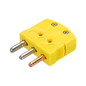 MECCANIXITY K Type Thermocouple Wire Connectors Male Plug Adapter with 3 Prong Round Pin Temperature 220°C(428°F) for Thermocouple Sensor Probe Dark Yellow 1pcs