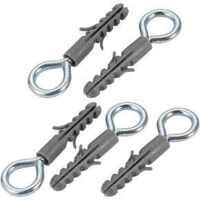 uxcell 5pcs 8mmx40mm Self Drilling Drywall Anchor Gray w 12.5mm Zinc Plated Inner Dia Screw Hook Eye