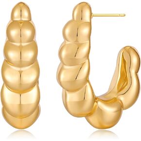MUYAN Small Gold Chunky Claw Hoop Earrings for Women Exquisite Double Thin Claws J Shape Earrings