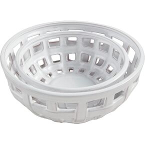 Mud Pie Nested Basket Weave Bowls, 10.2" x 10.2", WHITE