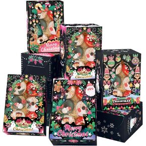qiqee Christmas Cookie Boxes with Window 48packs 8.3x5.9x3.7 Inch Bakery Box Pastry Box for Christmas