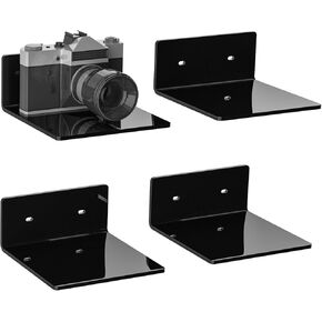 9 Inch Clear Wall Shelves, Acrylic Small Floating Shelf, Home Wall Display Shelf for Storage, Room Décor, Space Saving, Items Organizer, Bathroom Organizer, 4 Pack