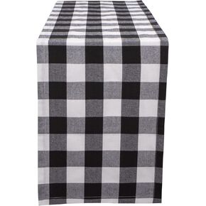 Buffalo Plaid Cotton Blend Table Runner,Buffalo Check Collection,Checkered Table Runner,Classic Farmhouse Table Runner,14x108-Peach Pink/ White