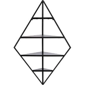 Kate and Laurel Melora Modern Glam Corner Shelf, 24 x 17 x 38, White and Gold, Glamorous Floating Corner Shelving with Four Shelves and Unique Geometric Shape