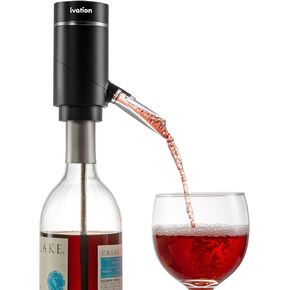 Ivation Electric Wine Aerator and Dispenser | Rechargeable Automatic Wine Pourer with Touch Button Control, Precision Spout, On/Off Aeration, Extension Tube and Micro USB Cable | Just Press to Pour!