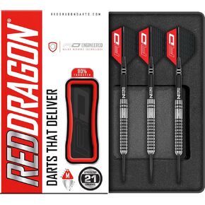 RED DRAGON Gian Van Veen Premium Tungsten Darts Set with Flights and Stems