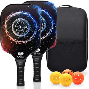 Vitoler Pickleball Paddles - USAPA Approved Pickleball Set of 2, Lightweight Fiberglass Surface Pickleball Rackets, 4 Balls and 1 Pickleball Bag, Pickle Ball Set Gifts for All Ages and Levels