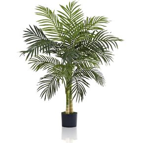 Yaami 4-Foot Artificial Gold Cane Palm Tree Indoor/Outdoor Artificial Palm Tree with Realistic Trunk and Leaves, and UV-Proof Artificial Plants for Courtyard Decoration-1 Piece