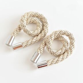 Strong Magnetic Curtain Tiebacks Modern Simple Style Drape Tie Backs Convenient Decorative Weave Rope Curtain Holdback for Home&Office Window Drapery (Beige)