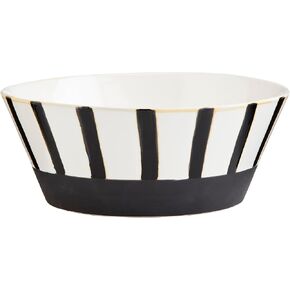 Mud Pie Striped Black/White Bowl, 4" X 10" Dia