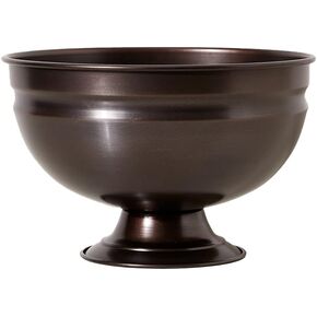 Serene Spaces Living Small Antique Copper Pedestal Bowl, Use as Flower Vase, Fruit Bowl, Potpourri Container, Candy Bowl, Key Holder, Wedding Centerpiece, Coffee Table Decor, 8" Diameter & 5" Tall