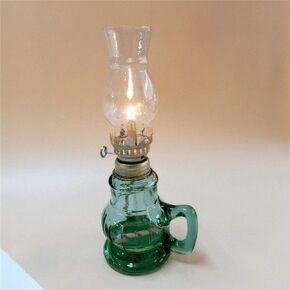 Oil lamp Butter lamp Hurricane lamp Hurricane lamp Glass Replaceable Chimney Decorative Lighting (Color : Green)