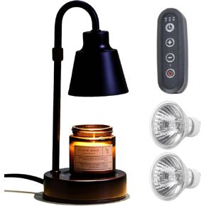 Candle Warmer Lamp with Timer&Height Adjustable&Dimmable, Electric Candle Warmer Without The Flame Fits All Candles for Bedroom/Kitchen/Living Room- Home Decor Gift (Mini Black)