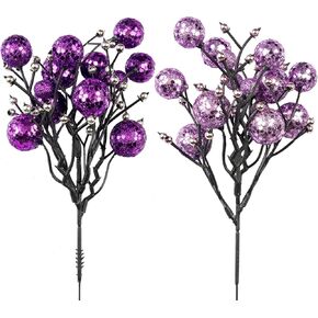 KI Store Red Christmas Tree Picks Stems Pack of 9 Artificial Glittered Berry Stems Red Tree Ornaments Decoration for Xmas Tree Halloween Wreath Garland Handcraft
