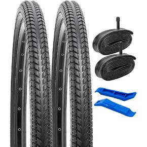 YUNSCM 2-PCS 26" Bike Tires 26 x 2.125/57-559 and 26" Heavy Duty Bike Tubes Schrader Valve Compatible with Mountain Bike 26x1.95 26x2.0 26x2.10 26x2.125 26x2.15 Bicycle Tires and Tubes (P-1136)