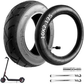 10x2.125 scooter tire Replacement, 10x2.125 Tire and Inner Tube, 10 inch Tires Replacement, with 90-Degree Bent Valve, Valve Extension, and Tire Levers, Thickened Non-Slip Shockproof