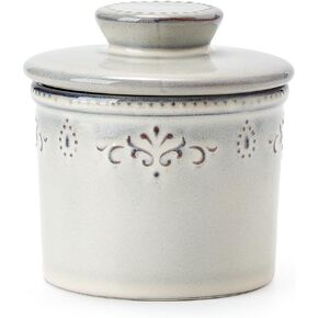 XELA Ceramic Butter Dish - French Butter Crock With Water Line - Keeps Your Butter Fresh and Spreadable - Vintage Turquoise