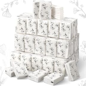 Yinder Pocket Tissues Bulk Travel Black Flower Wallet Tissues Mini Facial Tissues Bulk for Guests 3 Ply Facial Tissues for Wedding Graduation Bachelorette Celebration Travelling Party(100 Pcs) in Kuwait