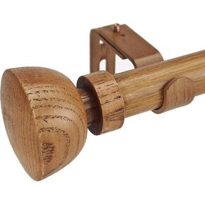 Faux Wood Style Curtain Rod Set with Wood Grain Round Finial, 72-144 inch, Standard Single Drapery Rod for 1 Pack, 1 inch diameter, Adjustable Length