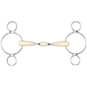 HAPPY MOUTH 2-Ring Double Jointed Roller Gag Bit - Apple Scented Durable Stainless Steel Rings Soft Polymer Middle Horse Riding Continental Dutch Gag Bit